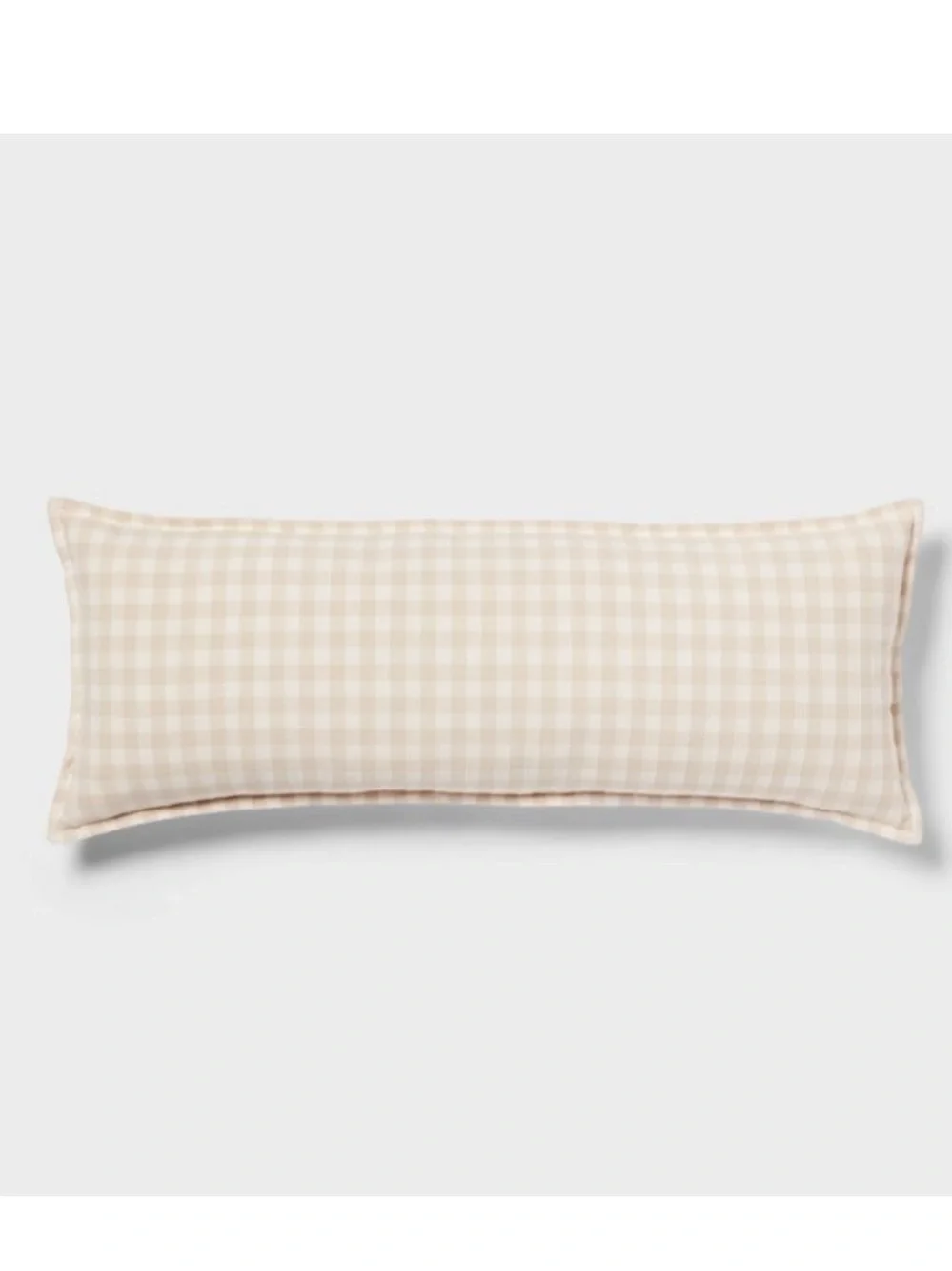THRESHOLD NWT Gingham OS Oblong Dec Pillow Khaki/Ivory Cotton